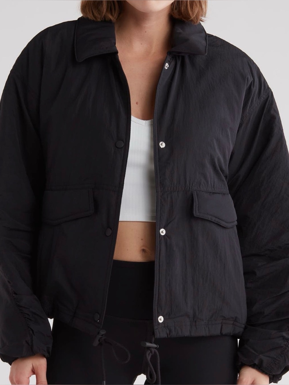 FP Movement by Free People Black Leightweight Puffer Jacket with Drawcord